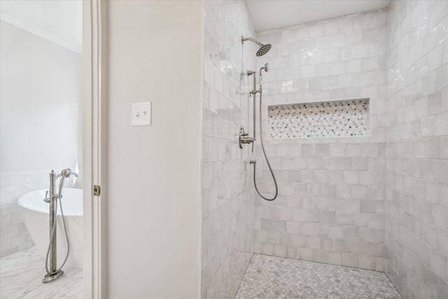 bathroom with plus walk in shower