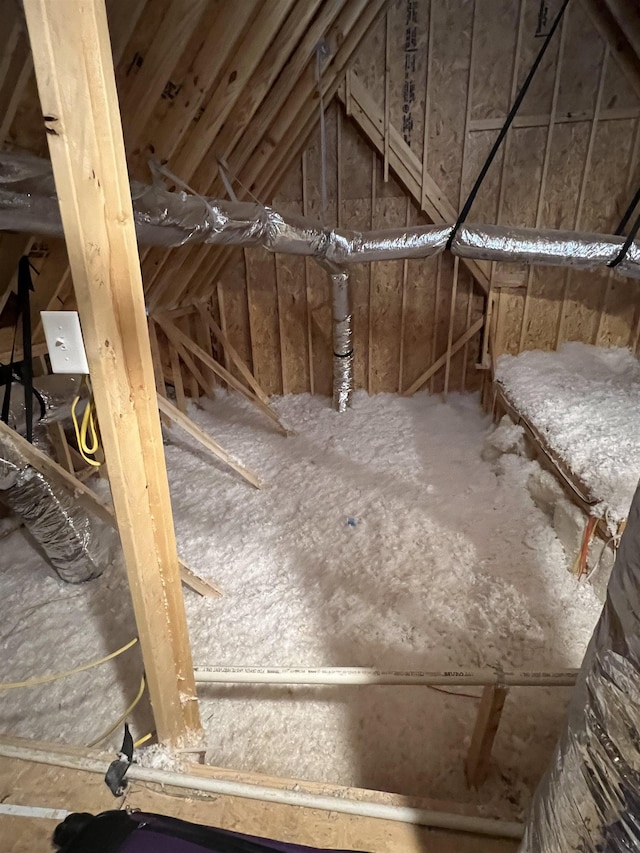 view of unfinished attic