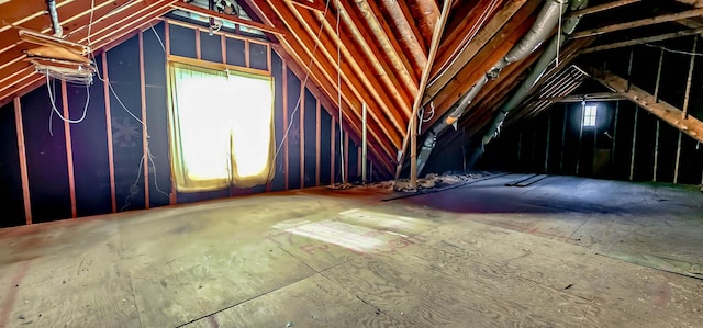 view of unfinished attic