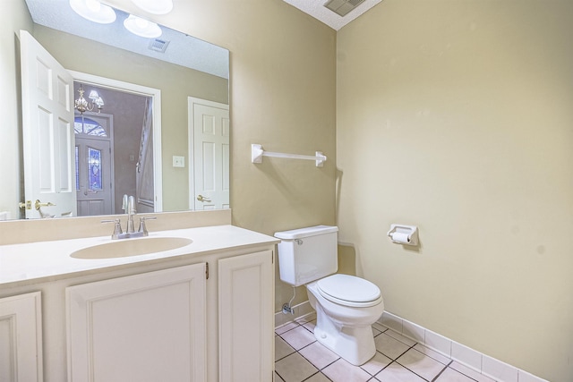 bathroom featuring tile patterned floors, vanity, and toilet