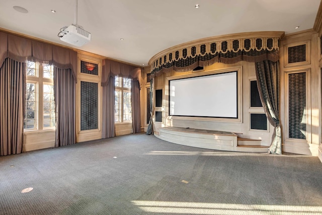 cinema featuring a healthy amount of sunlight and carpet floors