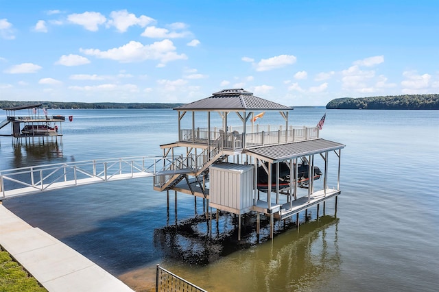 dock area featuring a water view