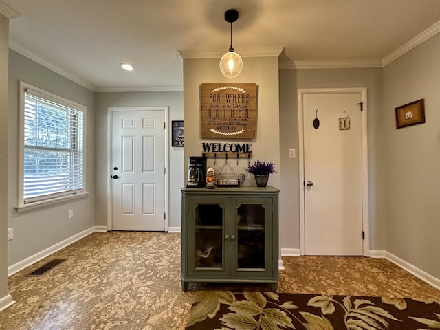 interior space with crown molding