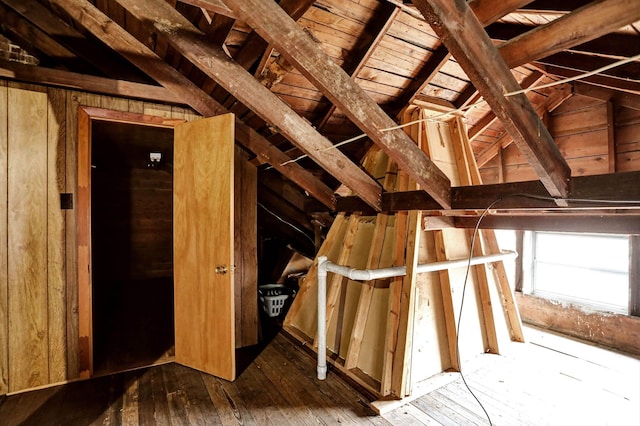 view of unfinished attic