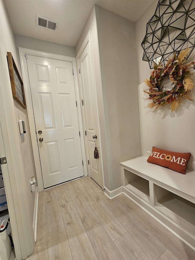 mudroom featuring light hardwood / wood-style flooring