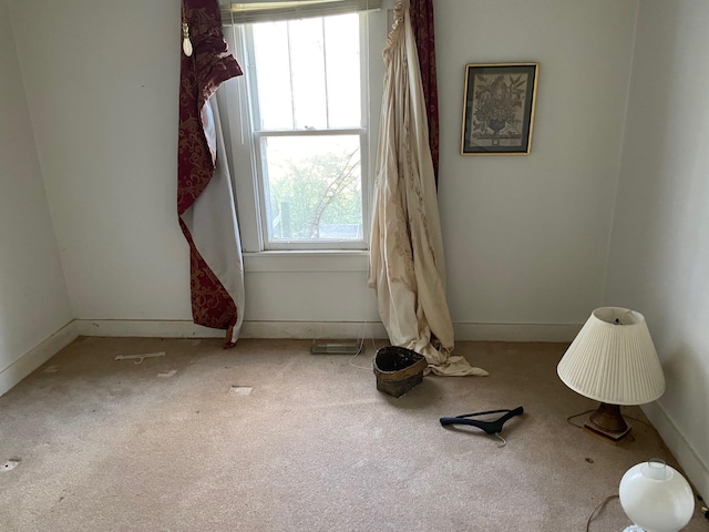 unfurnished room with a healthy amount of sunlight and light carpet