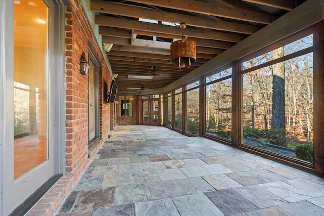 view of unfurnished sunroom