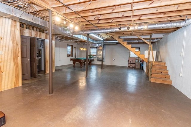 basement with pool table