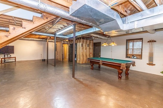 recreation room featuring pool table and concrete floors