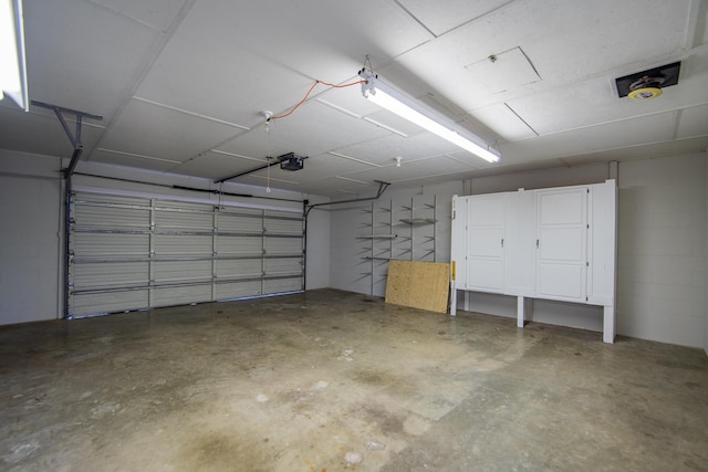 garage with a garage door opener