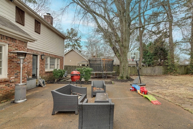 view of patio featuring a trampoline