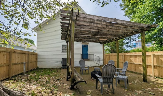 view of patio / terrace featuring a pergola