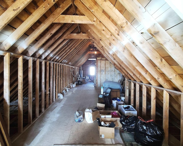 view of unfinished attic