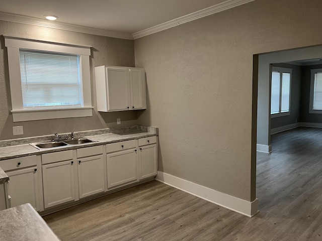 kitchen with sink, white cabinets, and a healthy amount of sunlight