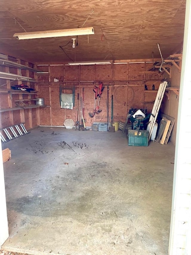 garage with wooden ceiling