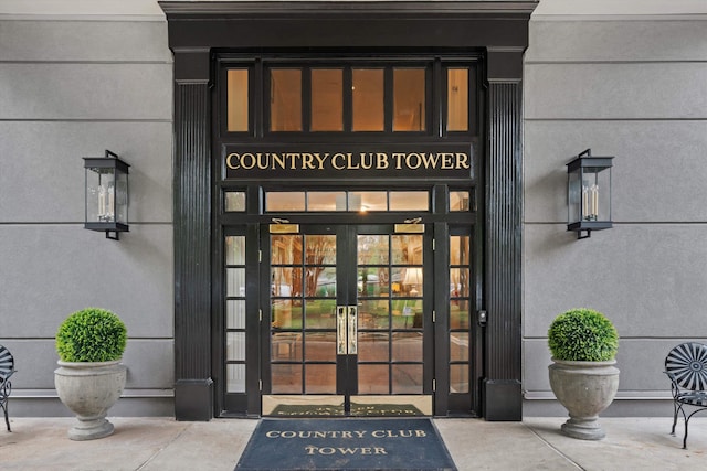 property entrance with french doors