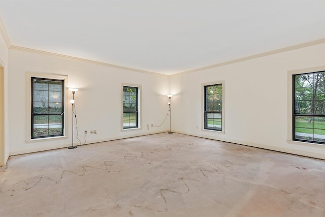 spare room with a healthy amount of sunlight and ornamental molding