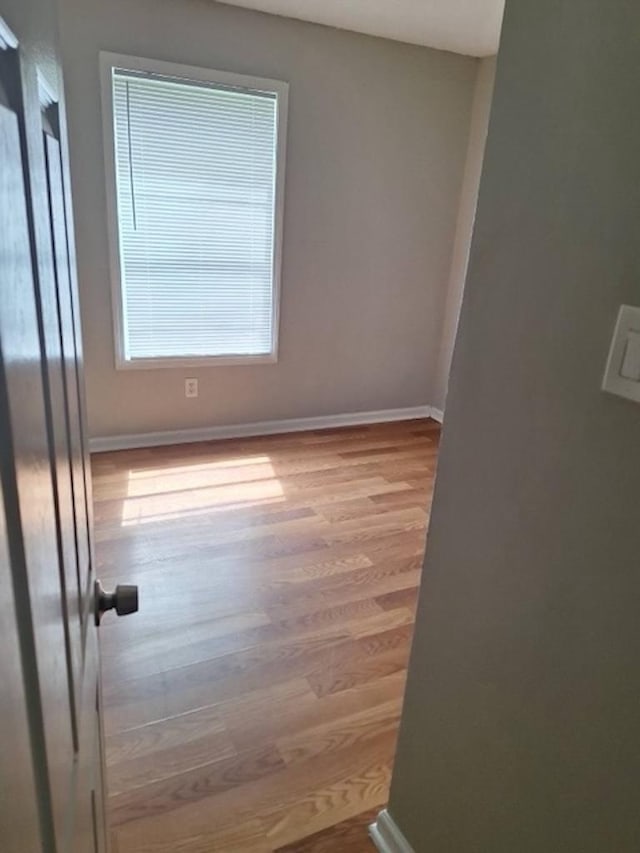 spare room featuring light hardwood / wood-style floors