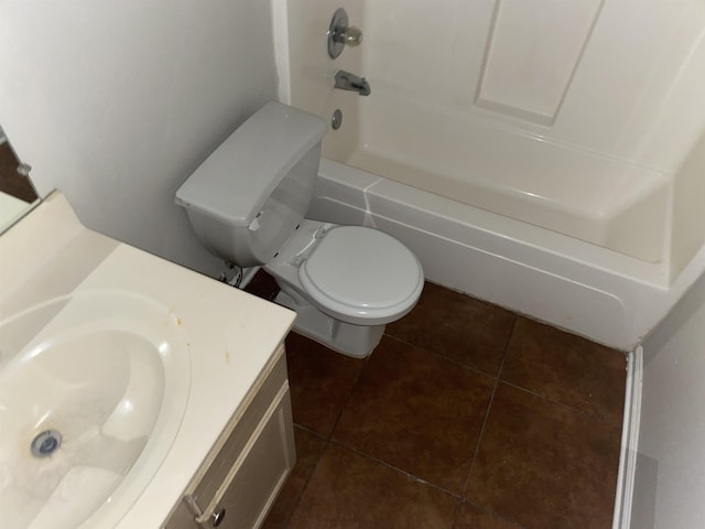 full bathroom with tile patterned floors, vanity, toilet, and tub / shower combination