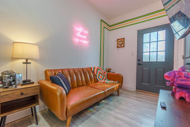 living room with light wood-type flooring