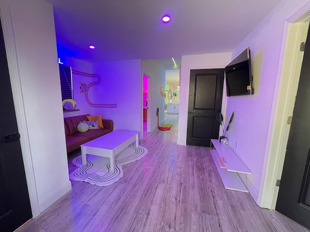 bathroom featuring hardwood / wood-style flooring