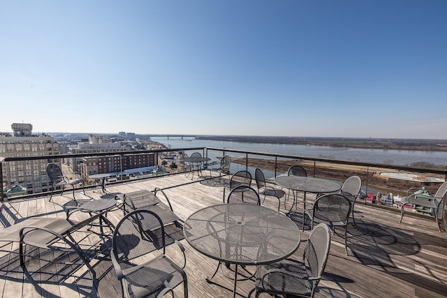 deck with a water view