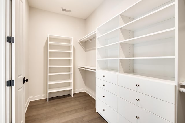 spacious closet with hardwood / wood-style flooring