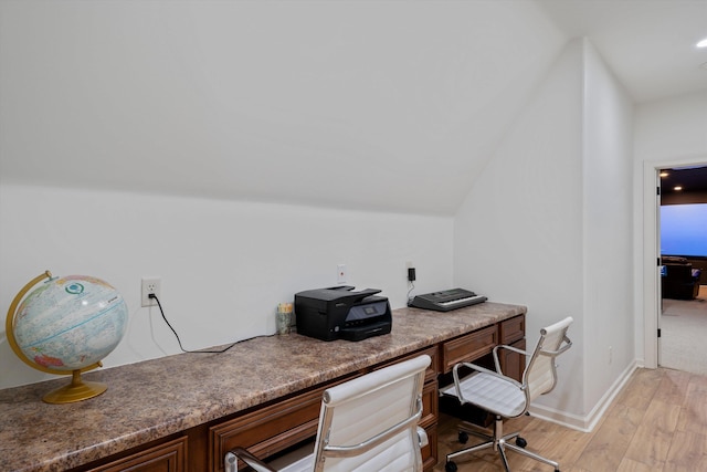 home office featuring light hardwood / wood-style flooring