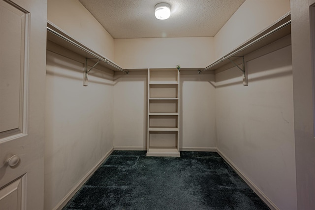 spacious closet featuring dark colored carpet