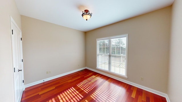 spare room featuring wood-type flooring