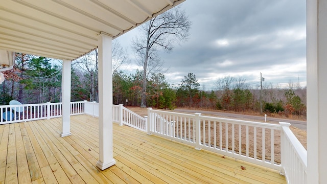 wooden deck with covered porch