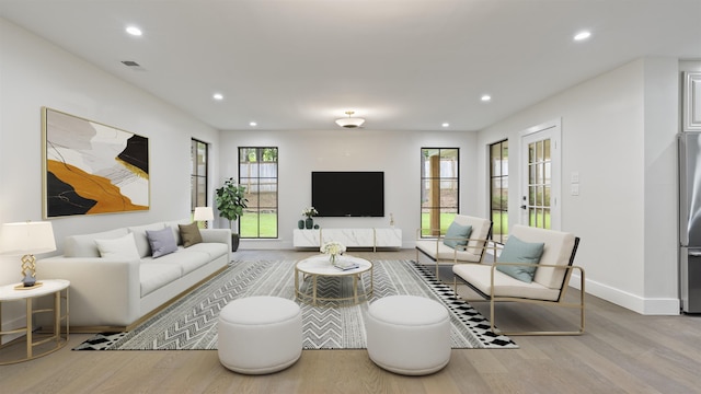 living room featuring light hardwood / wood-style floors