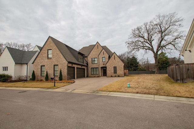 tudor home with a garage