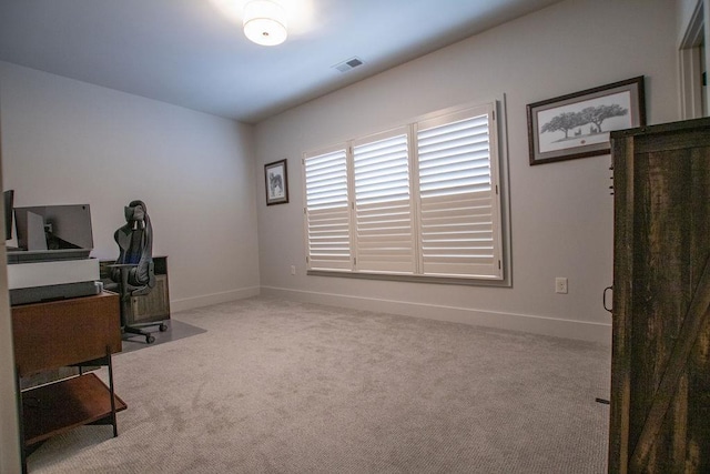 view of carpeted office space