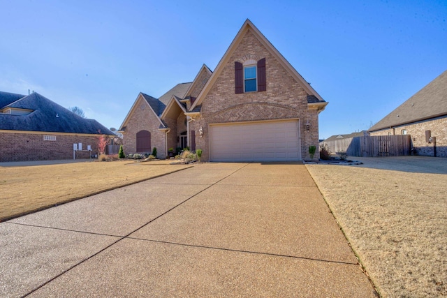 front facade with a garage