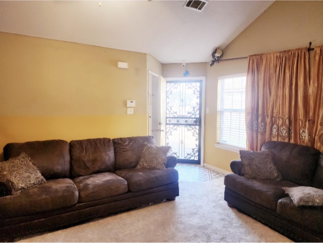 living room featuring carpet