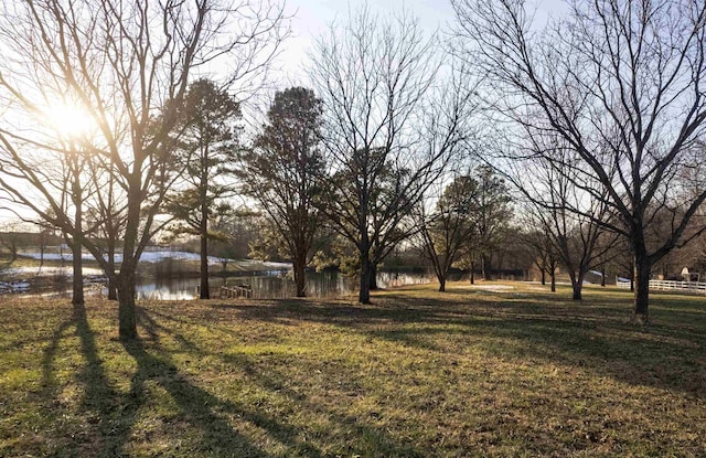 view of yard with a water view