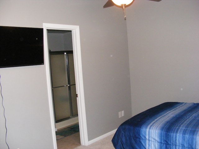 bedroom featuring carpet floors and ceiling fan