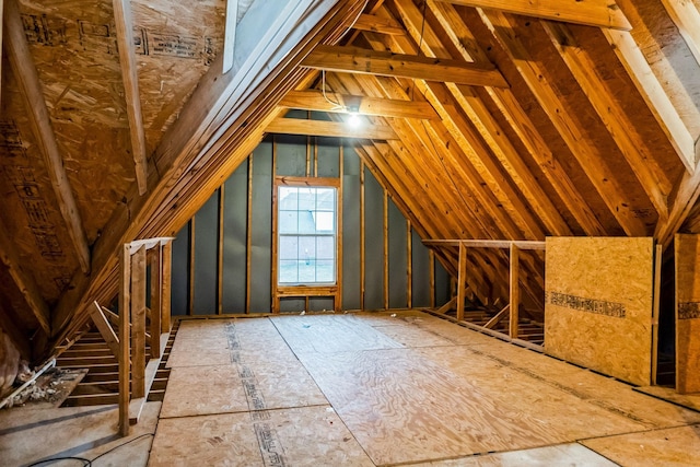 view of unfinished attic