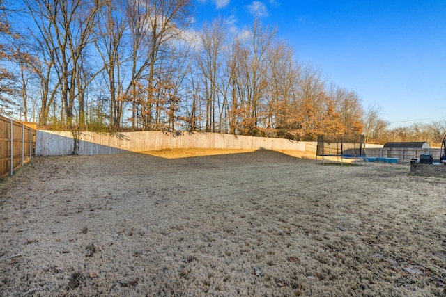 view of yard featuring a trampoline