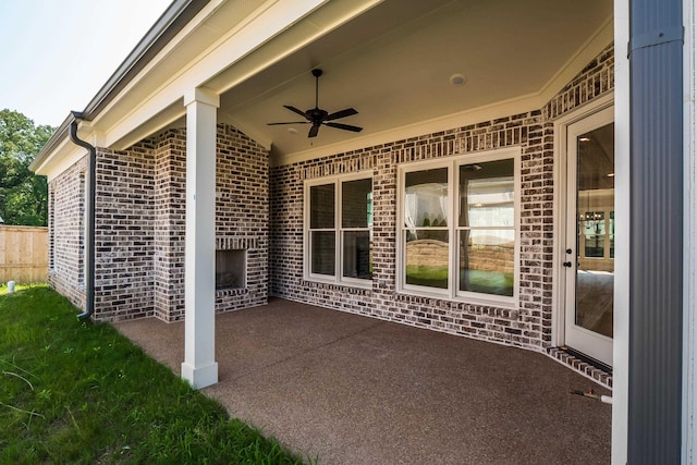 view of patio with ceiling fan