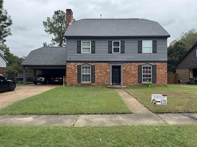 view of front of home featuring a front lawn