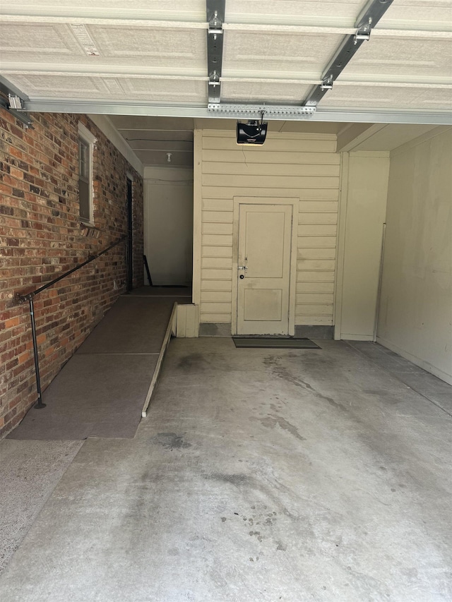 garage with a garage door opener