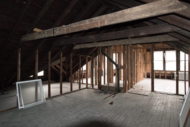 view of unfinished attic