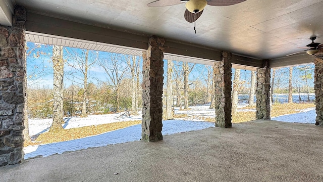 view of patio featuring ceiling fan