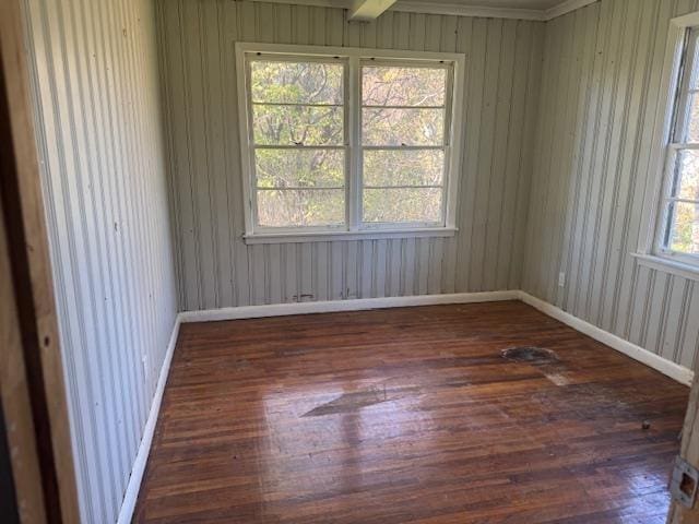 empty room with dark wood-type flooring