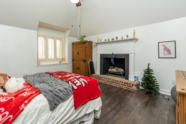 bedroom featuring ceiling fan and hardwood / wood-style flooring