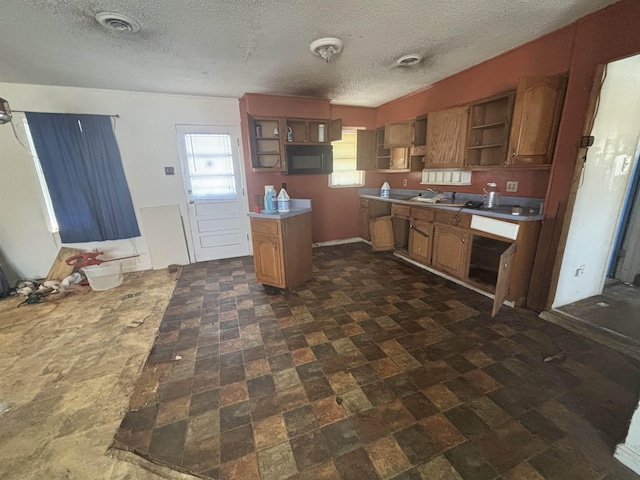 kitchen with sink and a textured ceiling