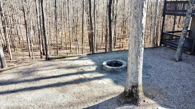 view of yard featuring a fire pit