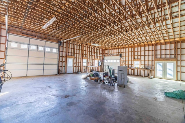 garage with french doors